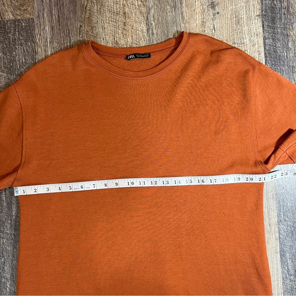 ZARA Trafauluc T-shirt Burnt Orange Cotton Blend Dress Fall Size Large - Picture 7 of 9
